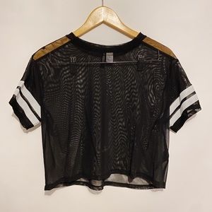 Black mesh crop top